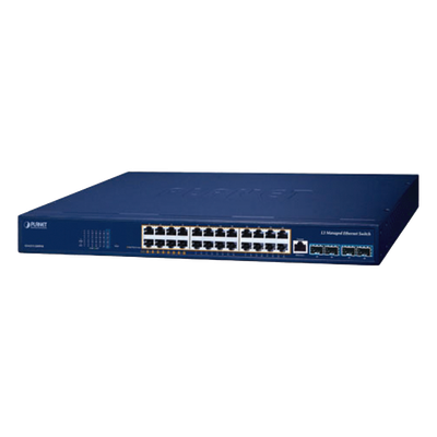 Switch PoE Administrable Capa 3 / 24 Puertos Gigabit / 8 Puertos 802.3bt / 16 Puertos 802.3at / 4 SFP+ 10G / 480 W PoE | SIERRA STORE
