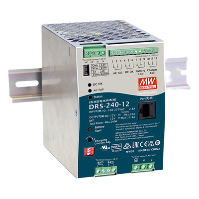 Fuente de Poder Industrial / 240W / Salida 12Vcc 20A / Cargador de Baterías / Enfriamiento por Convección / Riel DIN | SIERRA STORE