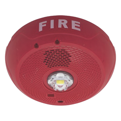 Sirena con Estrobo LED / 2 Hilos / Techo / 24 Vcd / Candela Seleccionable hasta 177 cd / Puntos de Prueba DVM / Color Rojo | SIERRA STORE