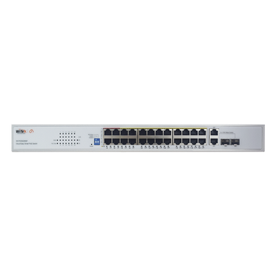 Switch PoE / 24 Puertos 10/100 Mbps + 2 SFP Gigabit Combo / Alcance 250 m (820.2 ft) / 280 W / No Administrable / Protección 6 kV | SIERRA STORE