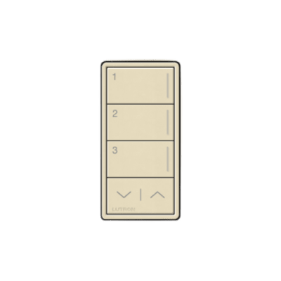 Botonera de pared Sunnata con 3 botones de escena y barra subir/bajar, retroiluminada, acabado Midnight, RadioRA 3 | SIERRA STORE