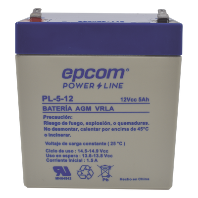 Batería 12 Vcc / 5 Ah / UL / Tecnología AGM-VRLA / Para uso en equipo electrónico Alarmas de intrusión / Incendio/ Control de acceso / | SIERRA STORE