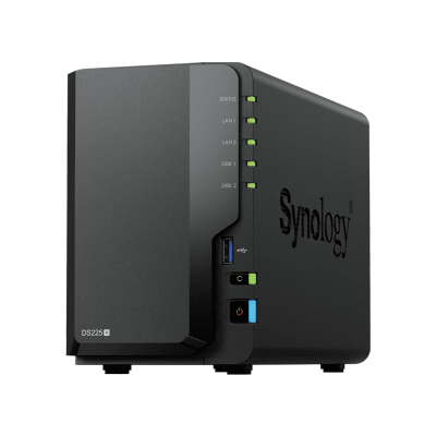 NAS DiskStation DS225+ | 2 Bahías | Intel Celeron J4125 | 2 GB DDR4 | Hasta 40 TB | Puertos 1GbE y 2.5GbE | USB 3.2 Gen 1 ...