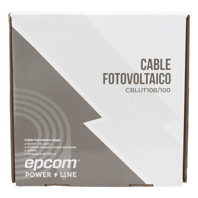 Cable Fotovoltaico / 6 mm² (10 AWG) / 2000V / Rango Térmico -40°C a 120°C / Resistencia UV y Ozono / Rollo 100 m (328.1 ft) / UL 4703 | SIERRA STORE