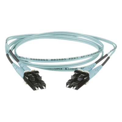 PANDUIT FX2ERLNLNSNM008 - Jumper de Fibra Óptica / Multimodo OM3 50/125 / LC-LC Dúplex / OFNR Riser / 8 m (26.25 pies) / Aqua | SIERRA STORE