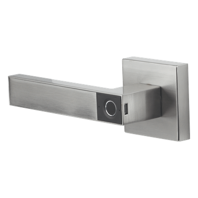 Manija Electrónica Biométrica / 30 Usuarios / Reversible Izquierda o Derecha / Níquel Satinado / Pilas AAA / Pestillo Anti-Tarjeta | SIERRA STORE