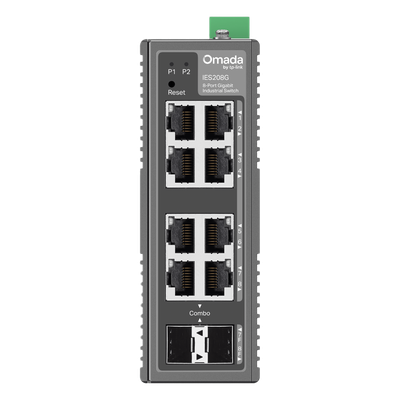 Switch Industrial Easy Managed / 8 Puertos Gigabit / 2× Combo RJ45/SFP / 16 Gbps / -40°C a 75°C (-40°F a 167°F) / Protección 6kV / | SIERRA STORE