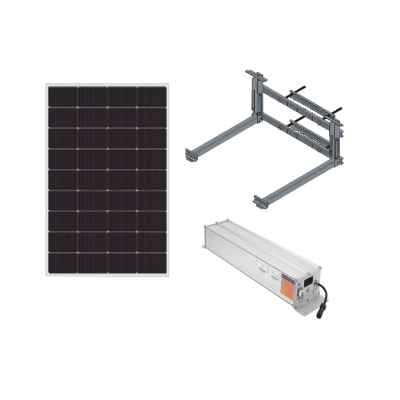 Kit  Solar para alimentar hasta 30W, Salida 12/24 Vcc,  Para alimentar camaras PTZ y Enlaces Punto a Punto, Panel Solar 180W,