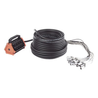 Stagebox / 16 Canales XLR / 12 Hembras + 4 Machos / Cable 30 m (98.4 ft) / Contactos Plateados / 20 A 250 V CA | SIERRA STORE