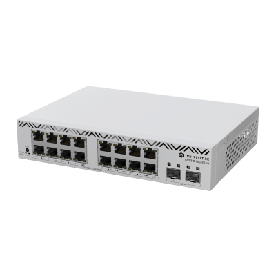 Switch MikroTik con 16 Puertos Gigabit Ethernet / 2 Puertos SFP+ 10G / Filtrado MAC y VLANs / SwOS Configuración Web - MIK...