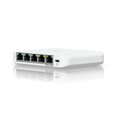 USW Flex Mini 2.5G Switch de 5 puertos 2.5G, Compacto, para Escritorio, se puede Energizar por PoE o con un Adaptador tipo...