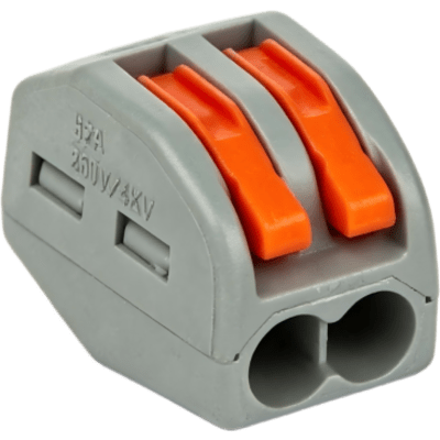 Conector Rápido Push-in con Palanca para Empalmes Eléctricos / Reutilizable y sin Herramientas / 2 Vías / 32 A / Paquete con 100 Piezas | SIERRA STORE
