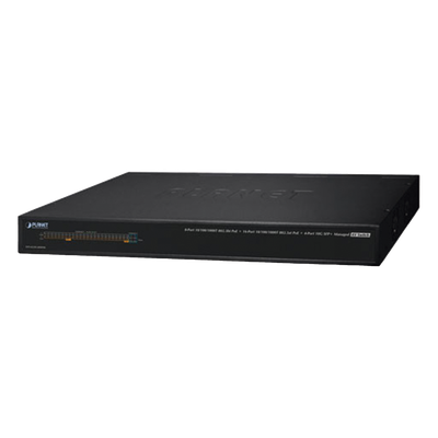 Switch AV Profesional / 24 Puertos PoE Gigabit / 8 PoE++ 95W / 16 PoE+ 32W / 4 SFP 10G / 480W / Sin Ventilador | SIERRA STORE