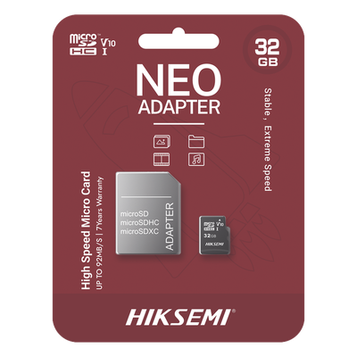 HIKSEMI by HIKVISION HS-TF-C1/32G/NEO/A - Memoria microSD / 32 GB / Clase 10 / Lectura 92 MB/s / Escritura 50 MB/s / NAND TLC / | SIERRA STORE