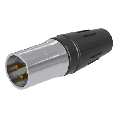 Conector XLR Macho / 3 Núcleos / Acero Inoxidable / Contactos Oro / 20 A / 250 V CA / Identificación por Color | SIERRA STORE