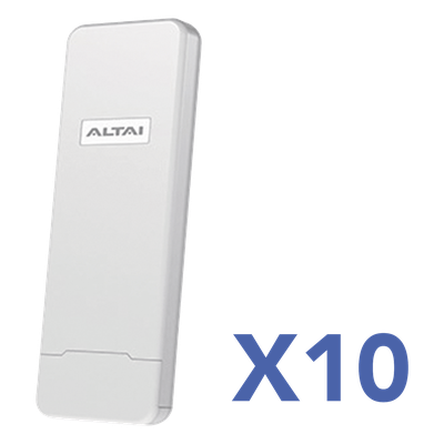 Kit Punto de Acceso Wi-Fi / 10 Unidades / 300 Mbps / Cobertura 800 m (2624.7 ft) / 128 Clientes Concurrentes / IP55 / MIMO 2x2 | SIERRA STORE