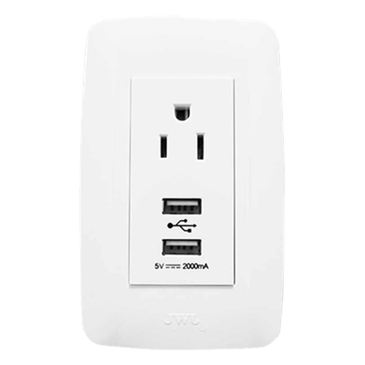 Contacto Sencillo / 15 A / 127 V CA / 2 USB 5 V CD 2 A / 11.8 x 7.8 x 3 cm / Blanco | SIERRA STORE
