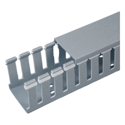 PANDUIT FC1X4LG2 - Canaleta Ranurada de PVC con Tapa / Tipo F / 32 mm Ancho / 101.6 mm Alto / 2 m Largo (6.56 ft) / Gris | SIERRA STORE