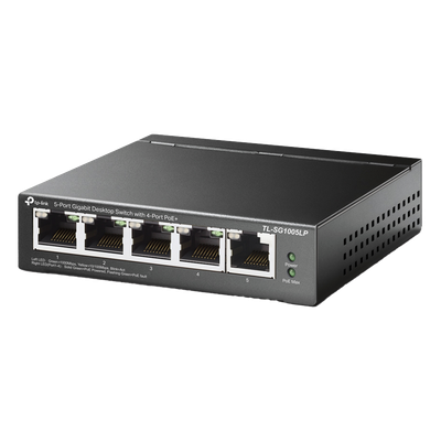 Switch Escritorio No Administrable / 5 Puertos Gigabit / 4 Puertos PoE 802.3af/at / 40 W / Sin Ventilador / 3.9 x 3.9 x 1.0 pulgadas | SIERRA STORE
