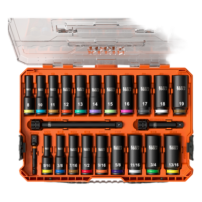 Juego de Dados de Impacto Profundos / Drive 3/8" / SAE y Métrico / 23 Piezas / Adaptadores Multi-Propósito / Estuche Modular | SIERRA STORE