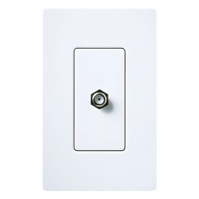 Toma de Pared Coaxial / Conector Tipo F / 75 Ohm / Estilo Designer / Blanco Brillante | SIERRA STORE