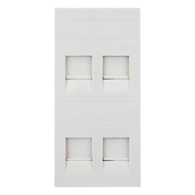 Placa Plana de Voz y Datos con Guardapolvo / 4 Puertos Keystone / Color Blanco / 108 x 52 mm / 5 mm Profundidad / Compatible Cajas | SIERRA STORE