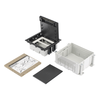 Caja de Suelo / 2 Módulos Dobles K45 / Profundidad Ajustable 70-100 mm (2.76-3.94 in) / Carga 1400 kg / Resistencia Térmica 125 °C / | SIERRA STORE