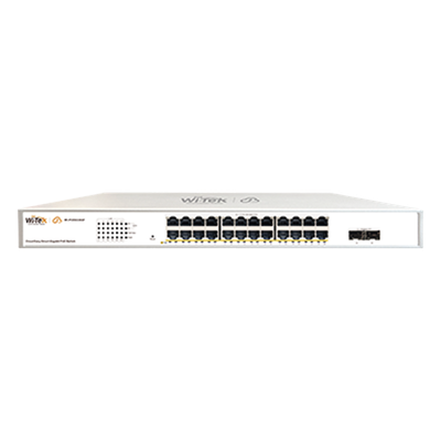 Switch Administrable PoE / 24 Puertos Gigabit PoE af/at / 2 x SFP Gigabit / 52 Gbps / Presupuesto PoE 370 W / Administración Cloud | SIERRA STORE