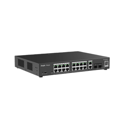 Switch L2 Administrable PoE con 16 puertos Gigabit PoE 802.3af/at + 2 SFP para fibra 1Gb, gestión gratuita desde la nube, ...