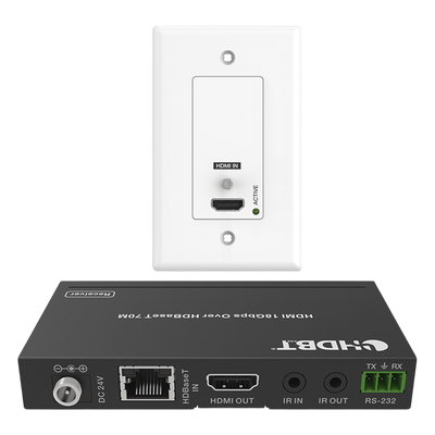Extensor HDBaseT de Placa de Pared / 4K2K@60Hz / 40 m (131.2 ft) / 1080p a 70 m (229.7 ft) / PoC / IR Bidireccional / RS-232 / HDMI | SIERRA STORE
