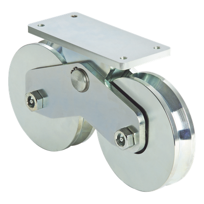 Rueda Doble para Puerta Corrediza / 12 cm Diámetro / 1200 kg Carga / Canal V / 10.04 kg Peso / 0.39 pies Diámetro | SIERRA STORE