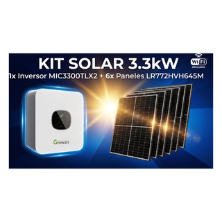 Kit Solar Interconexión / 3.3 kW / 220 Vca / 6 Módulos 645 W / Wi-Fi / Montaje Incluido | SIERRA STORE