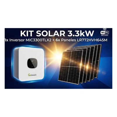 Kit Solar Interconexión / 3.3 kW / 220 Vca / 6 Módulos 645 W / Wi-Fi / Montaje Incluido | SIERRA STORE