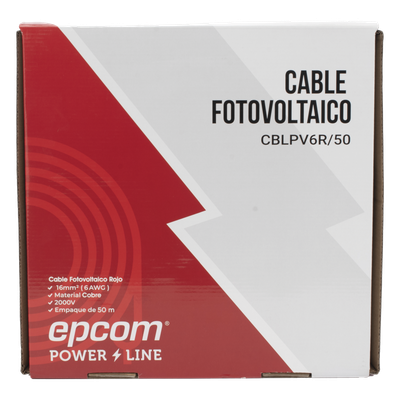 Cable Fotovoltaico / 16 mm² (6 AWG) / Cobre / 2000V / Rojo / Rollo 50 m (164 ft) | SIERRA STORE