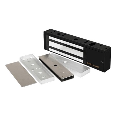 Kit de Control de Acceso / Chapa Magnética 1200 lbs (545 kg) / Montaje en U para Puerta de Cristal / Aluminio Anodizado / Uso Interior | SIERRA STORE