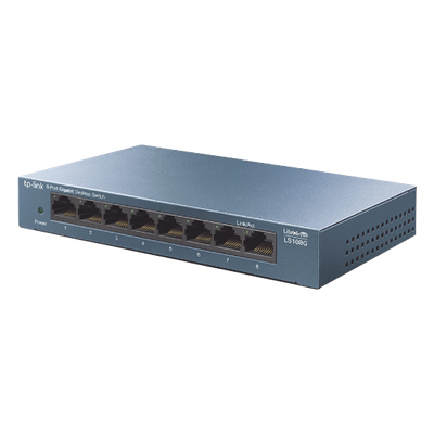 Switch de Escritorio / 8 Puertos Gigabit 10/100/1000 Mbps / Carcasa Metálica / Green Ethernet / Plug-and-Play | SIERRA STORE