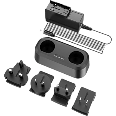 Cargador de Baterías de Doble Bahía para Serie M / 2 Baterías Simultáneas / 3 Indicadores LED / Adaptadores US, UK, EU, AU / 119.97 x | SIERRA STORE