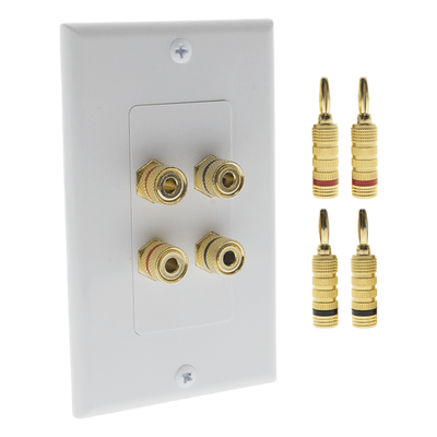 Placa de Pared para Altavoz / 2 Altavoces / 4 Postes Banana / Conectores Chapados en Oro / 75 x 115 x 15 mm / Sin Soldadura | SIERRA STORE