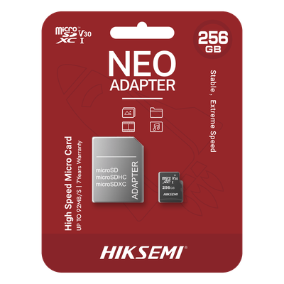 HIKSEMI by HIKVISION HS-TF-C1/256G/NEO/A - Memoria microSDXC / 256 GB / Clase 10 / Lectura 92 MB/s / Escritura 50 MB/s / NAND TLC / | SIERRA STORE