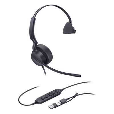 Diadema Cableada Profesional USB-C/A / Mono / Cancelación de Ruido IA / Altavoz 35 mm / EQ Dual / Control de Llamadas Integrado | SIERRA STORE