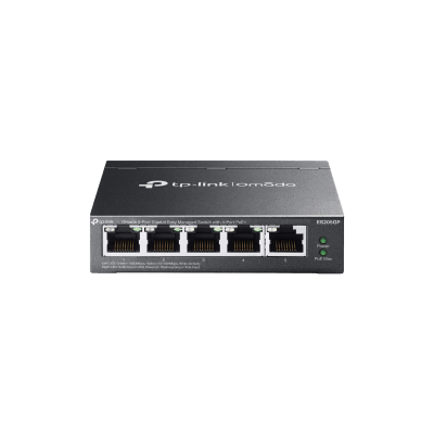 Switch Gestionado 5 Puertos Gigabit / 4 Puertos PoE+ 802.3at/af / 65W Power Budget / Gestión Cloud Omada SDN / Sin Ventiladores / QoS | SIERRA STORE
