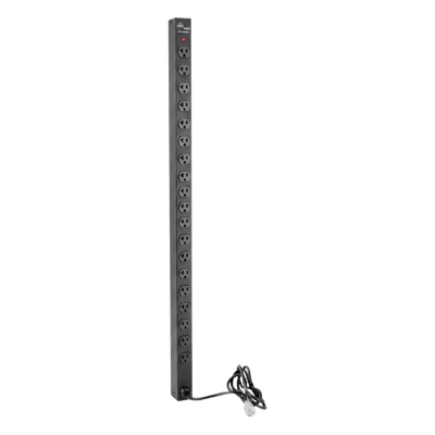 PDU Vertical para Rack / 18 Tomas NEMA 5-15R / 15A / 1.22 m (48 in) / Montaje Rack o Panel / Acero Negro | SIERRA STORE