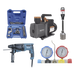 Kit profesional / Bomba de vacío 2 etapas / Manómetro / Kit abocardado / Rotomartillo / Broca / 5.5 CFM / 1/2 HP / 330x120x230 mm / | SIERRA STORE