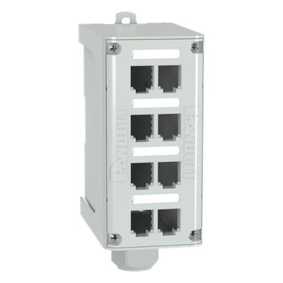 PANDUIT FDME8RG - Panel de Parcheo Modular para Fibra Óptica, de Instalación en Riel DIN Estándar de 35mm, 8 Puertos Mini-Com, Color | SIERRA STORE