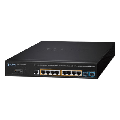 Switch Administrable L2+ AV / 4 Puertos PoE++ 95W + 4 Puertos PoE+ 32W + 2 SFP+ 10G / Presupuesto PoE 240W / Fanless / Dante y NDI | SIERRA STORE