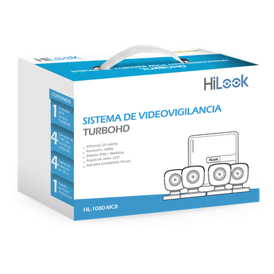 HiLook by HIKVISION HL-1080-MC8 - Kit TurboHD / DVR 8 Canales 1080p Lite / H.265+ / 4 Cámaras Bala Metálicas 2 MP / Lente 2.8 mm / 5 | SIERRA STORE