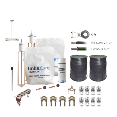 LINKEDPRO BY EPCOM KLP-TZ06-PRO - Kit Pararrayo con Accesorios de Instalación en Torre / 6 m (19.7 ft) de Altura / Electrodo de Cobre | SIERRA STORE