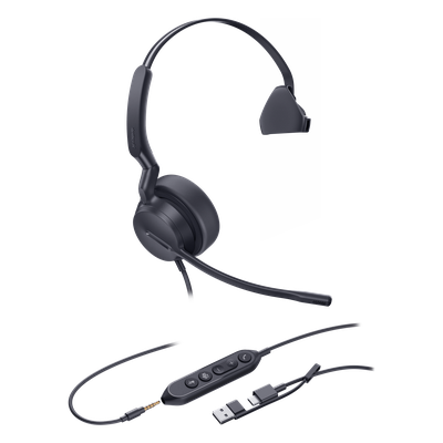 Diadema USB Profesional / Mono / Cancelación de Ruido AI / Altavoz 35 mm / USB-C/A Plug-and-Play / Certificación Microsoft Teams | SIERRA STORE