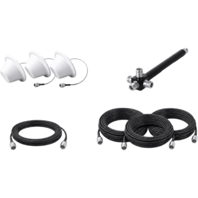 EPCOM EP1DIV-3ANT-4CCN - Kit de 3 Antenas Omnidireccionales tipo Domo y Divisor de Potencia de 4 salidas / Jumpers Coaxiales de 3 m y | SIERRA STORE