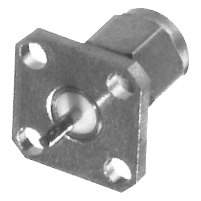 Conector SMA Macho / Montaje Panel 4 Perforaciones / Terminal Soldable / Níquel-Oro-Teflón | SIERRA STORE